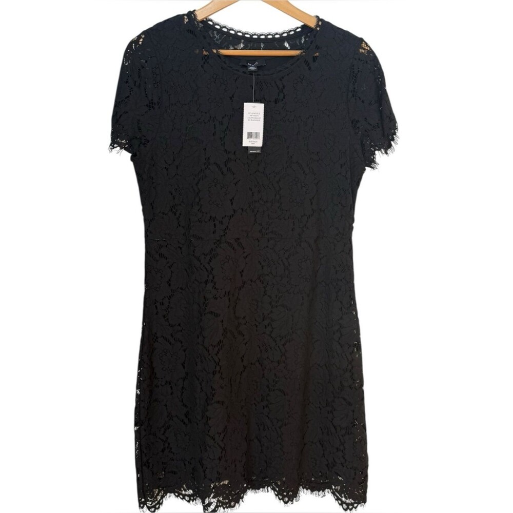 IMNYC by Isaac Mizrahi Short Sleeve Lace Detail Black Dress. LBD. Medium. NEW.